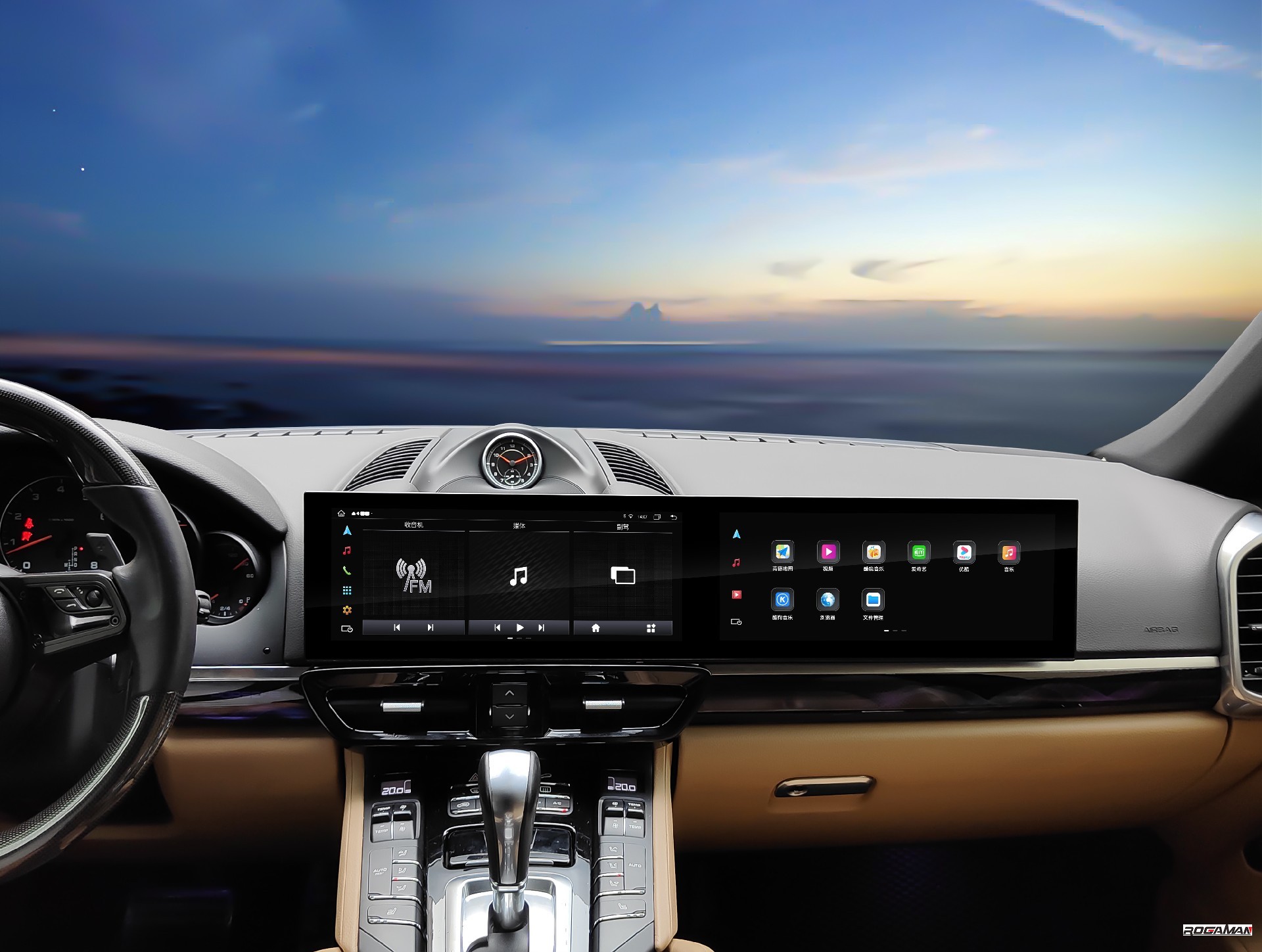 3925 Cayenne 10-15款 12.3寸+12.3寸 互动双屏 安装后.jpg